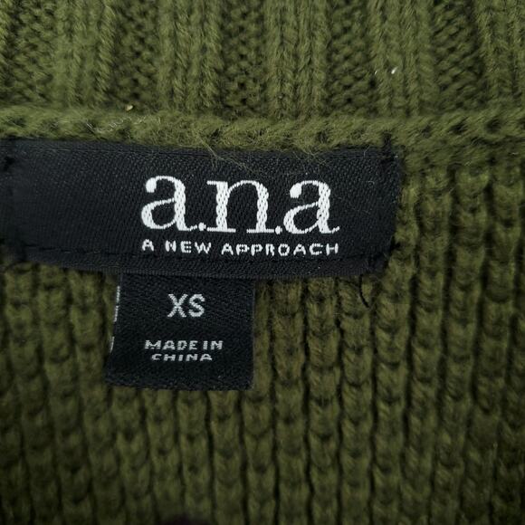 Ana Essential Boho Forest Green Chunky Knit LongSleeve CrewNeck Tunic Sweater XS - Picture 4 of 10